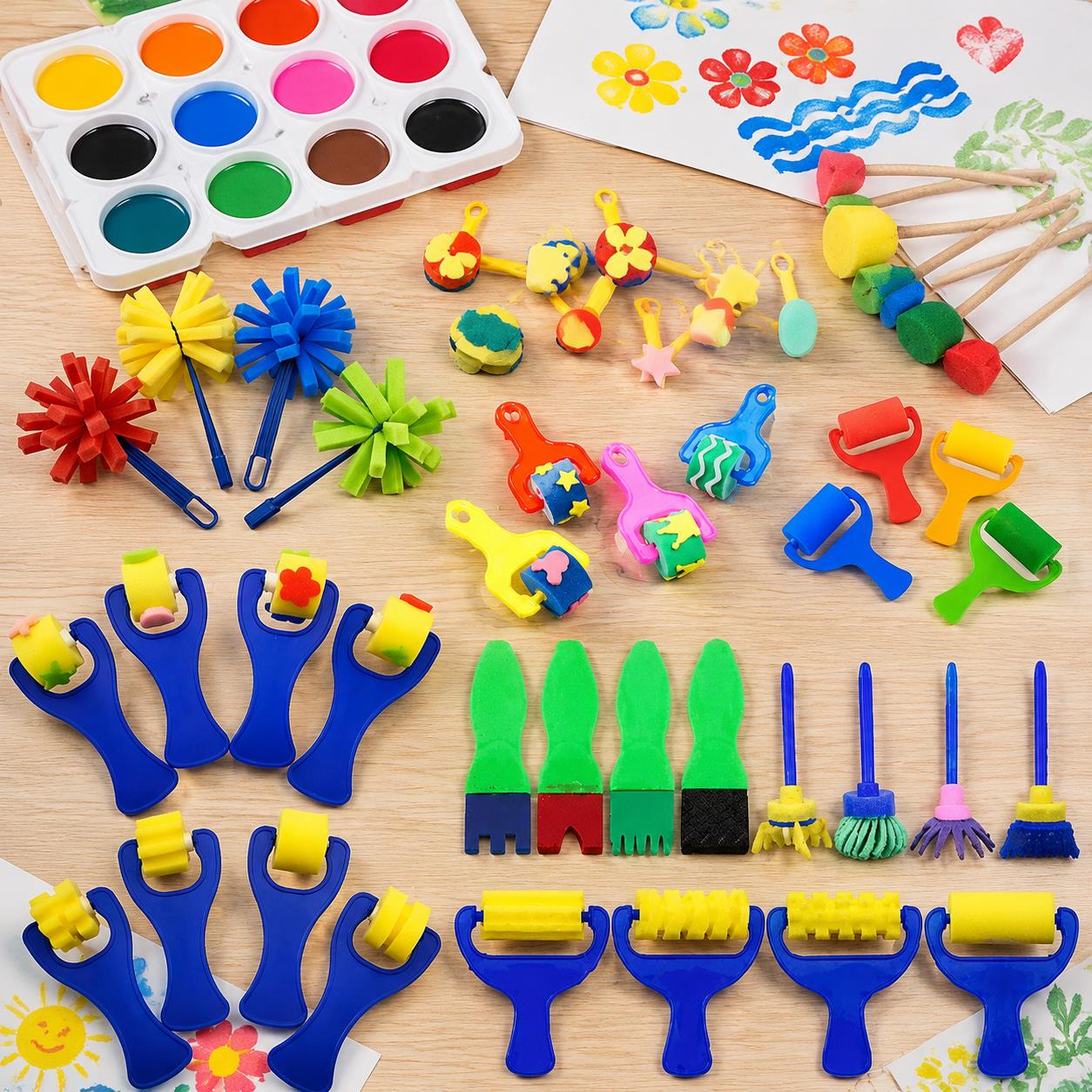 Art Craft Workshop - Lot d'éponges et pinceaux de peinture